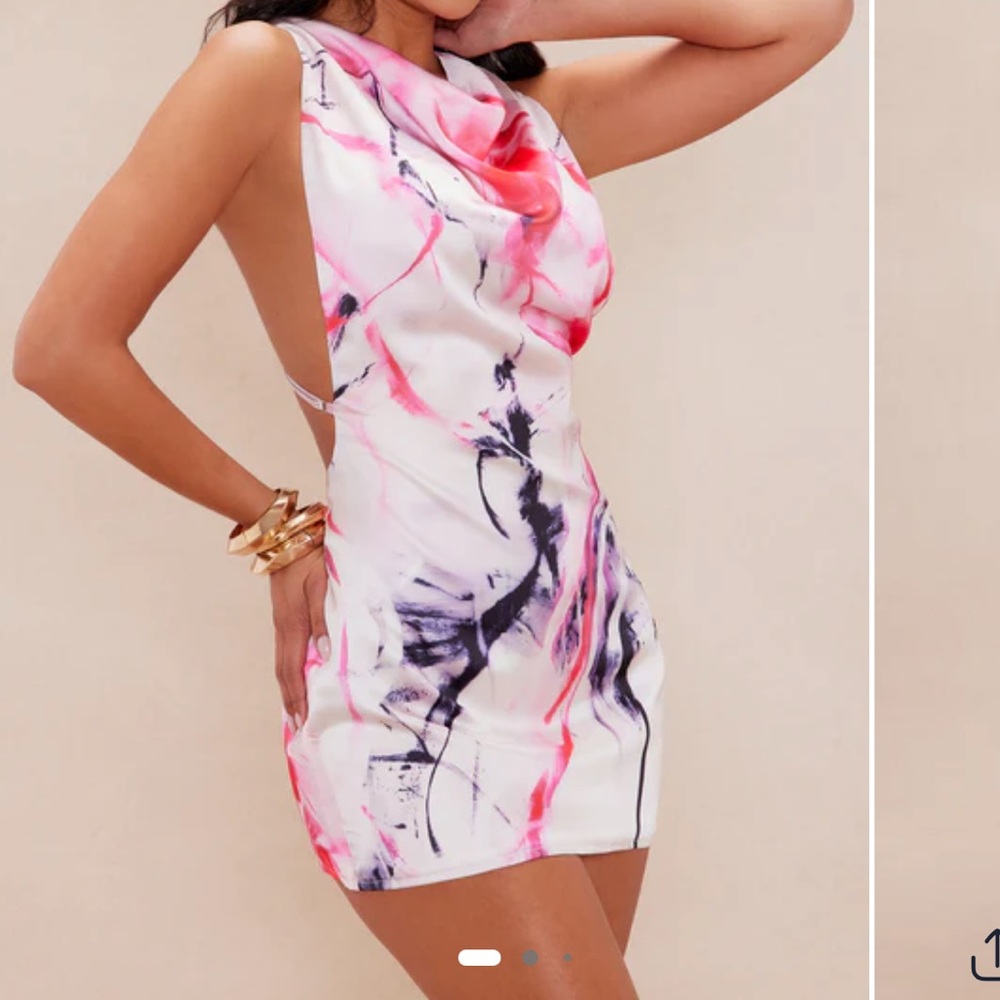 Fashion Nova Abstract Pink and Black Mini Dress